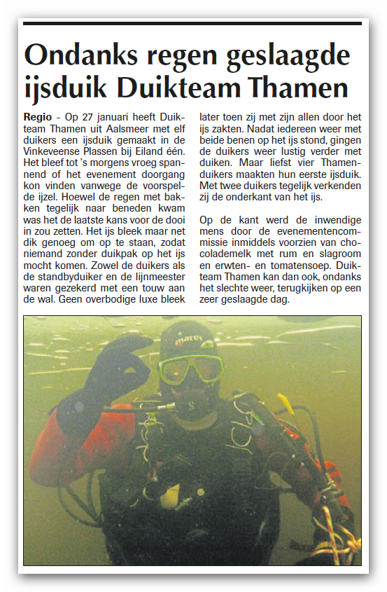 DT Thamen ijsduiken Nieuwe Meerbode 6 feb 2013